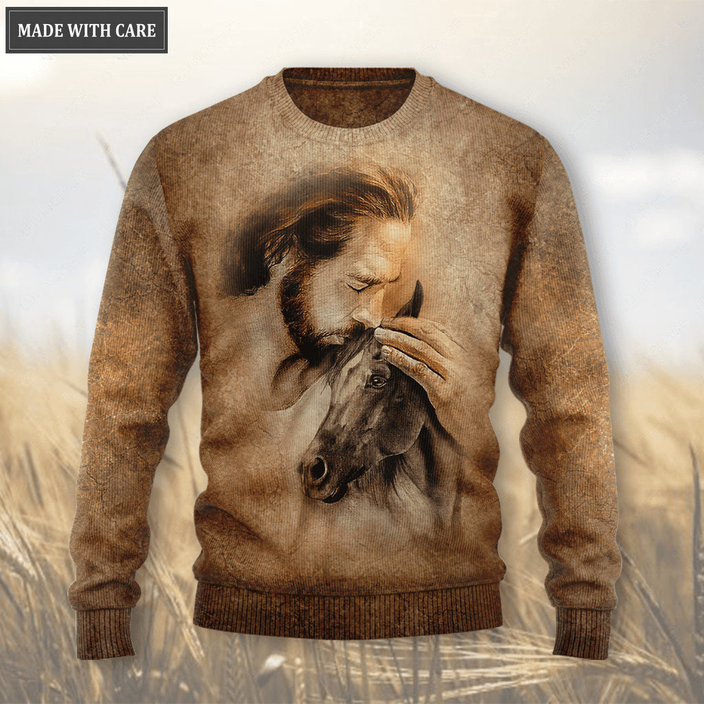 Jesus Christ Love Horse Let Your Faith Be Bigger Than Your Fear Wool Sweatshirt