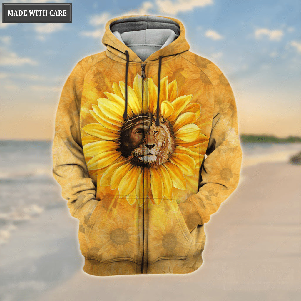 Sunflower Jesus Christ Lion Cross Way Maker My God Hoodie