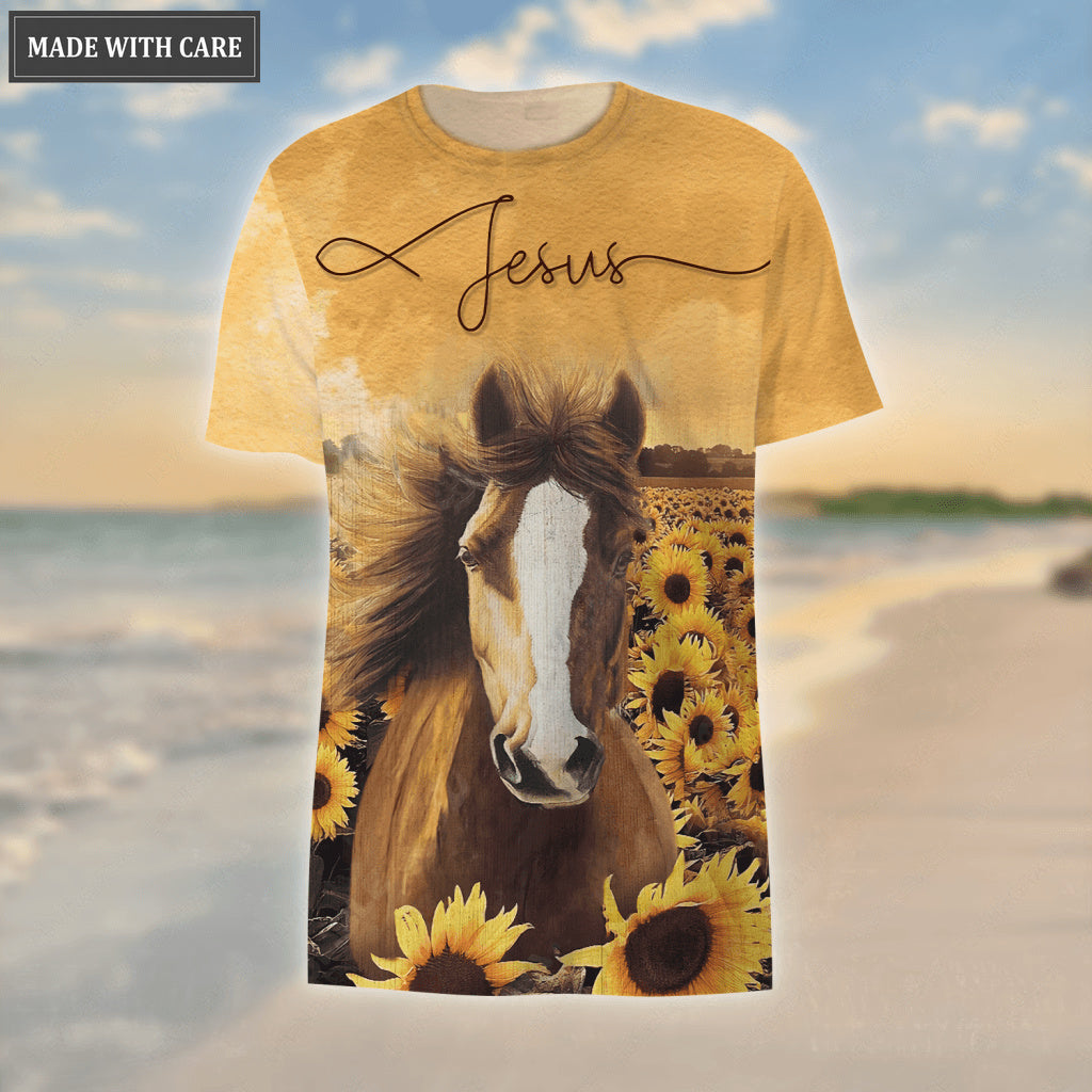 Sunflower Jesus Christ Love Horse Way Maker My God Hoodie