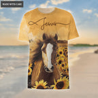Sunflower Jesus Christ Love Horse Way Maker My God Hoodie