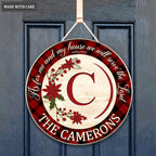 Floral Personalized Christmas Circle Sign