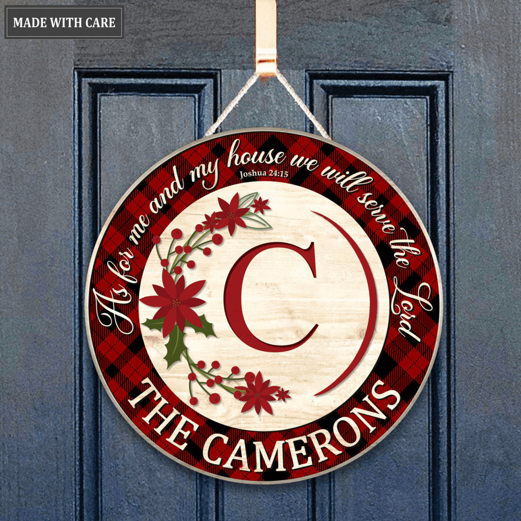Floral Personalized Christmas Circle Sign
