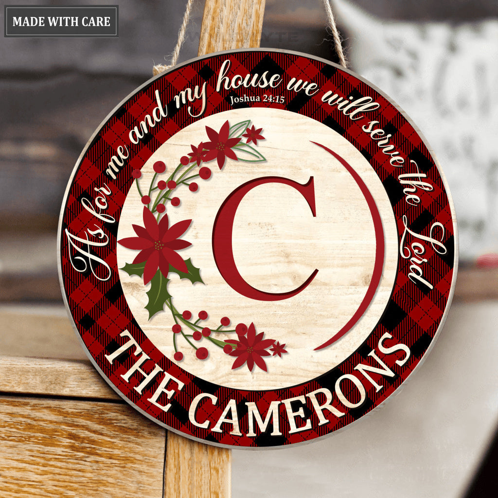 Floral Personalized Christmas Circle Sign