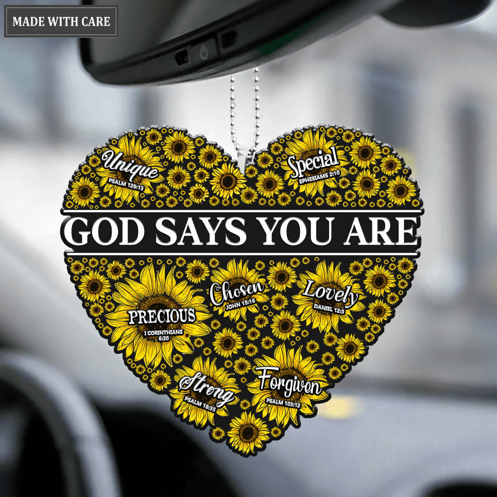 Sunflower Heart God Says you Are Ornament