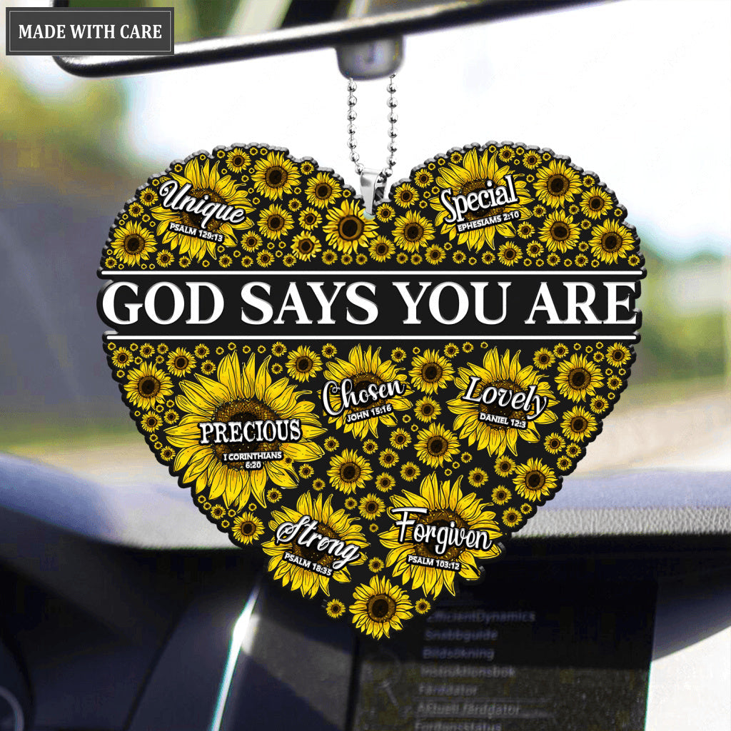 Sunflower Heart God Says you Are Ornament