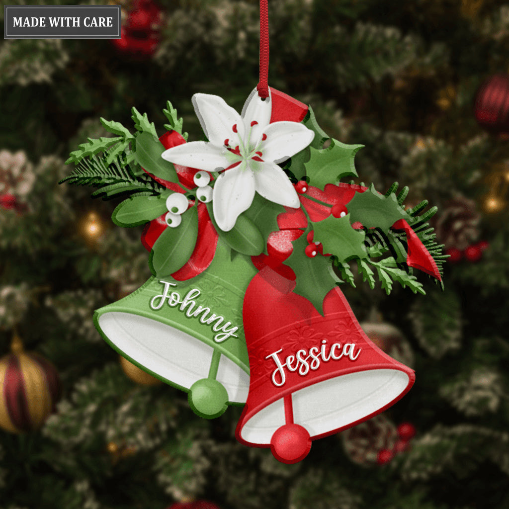 Christmas Bell Floral Personalized Ornament