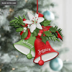 Christmas Bell Floral Personalized Ornament