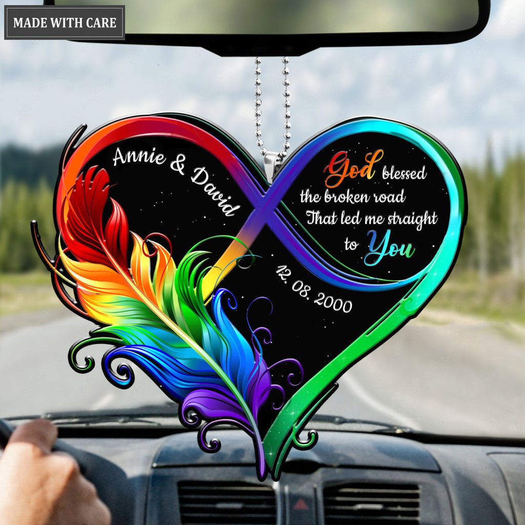 Feather Infinity Heart God Blessed Personalized Ornament