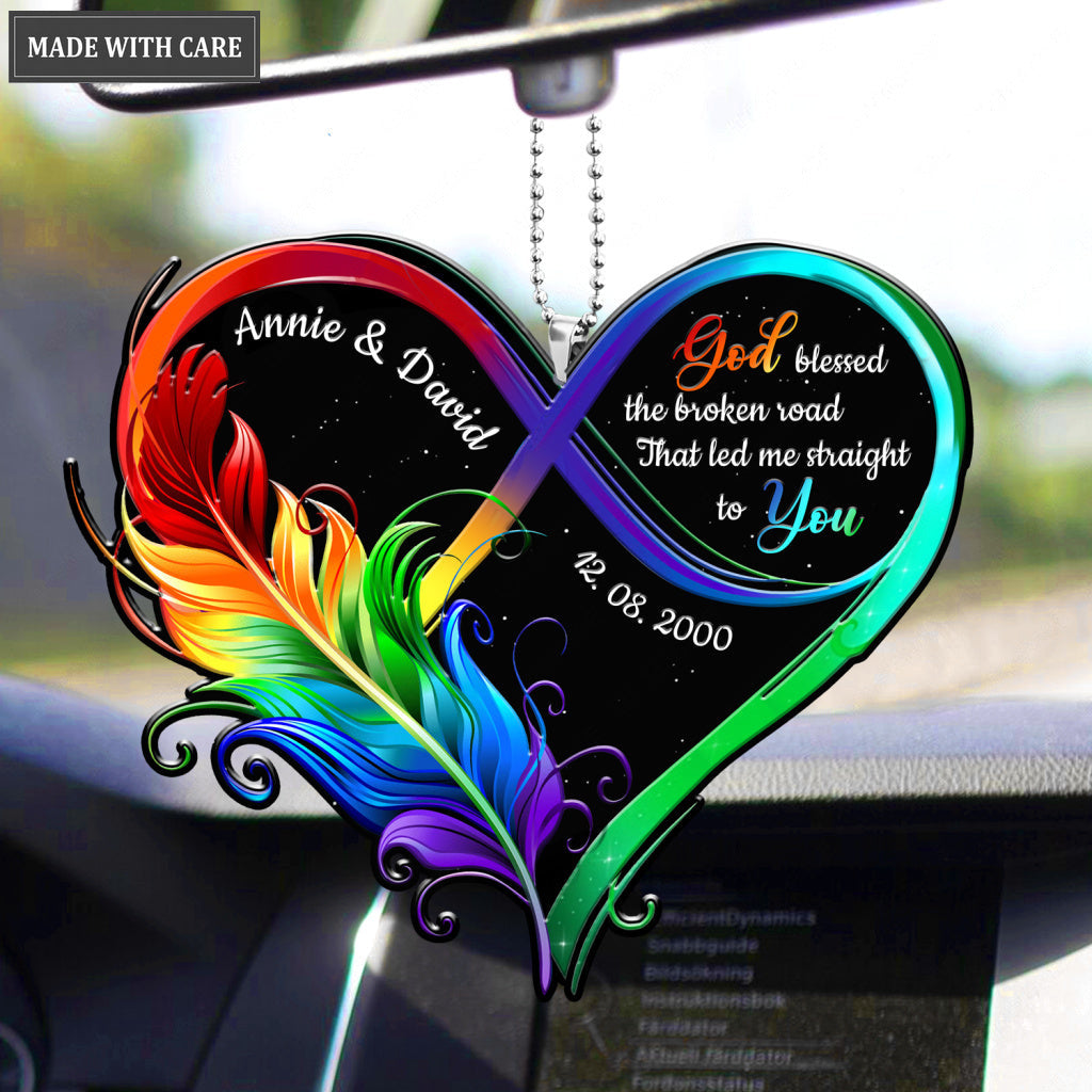 Feather Infinity Heart God Blessed Personalized Ornament