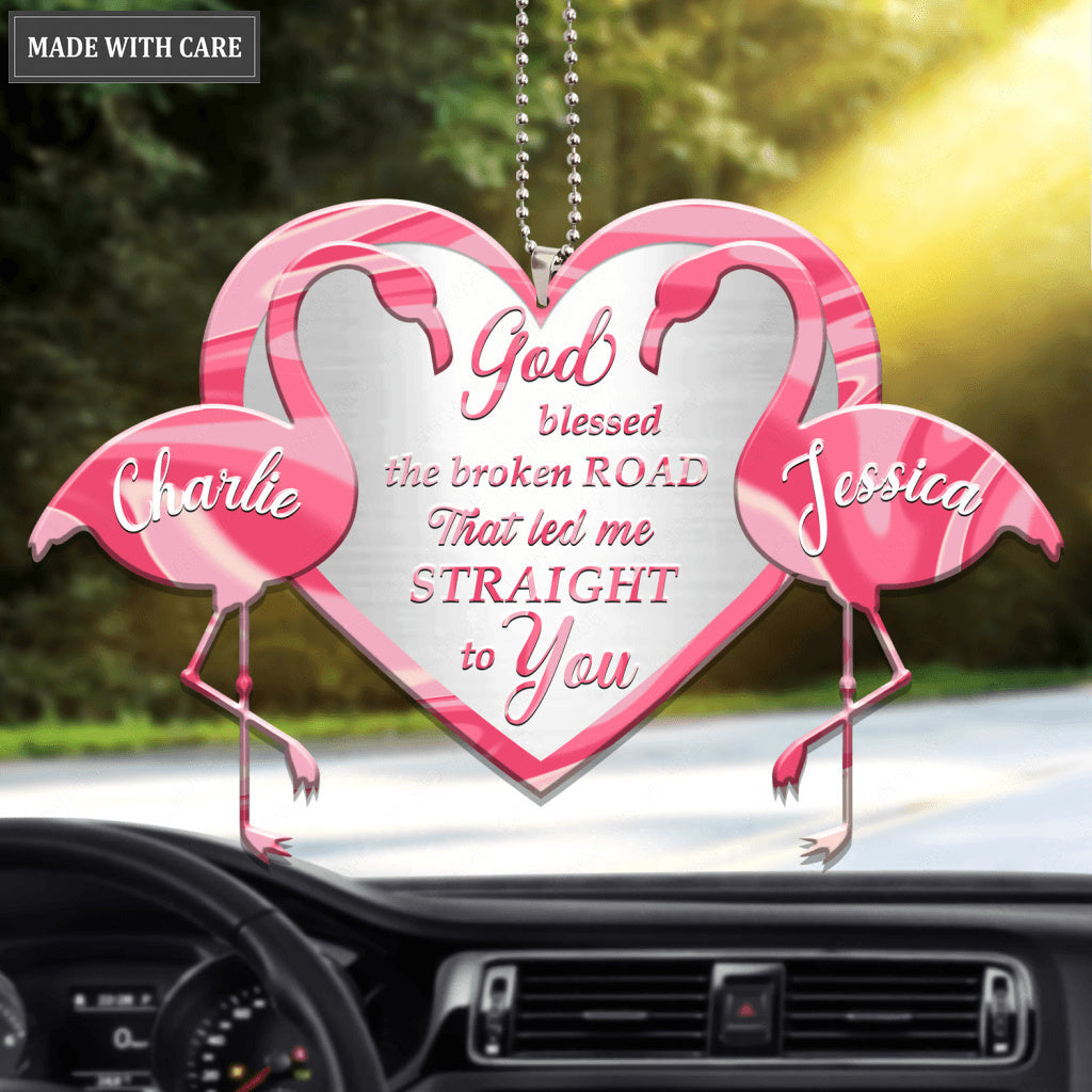 Flamingo Couple God Blessed Personalized Ornament