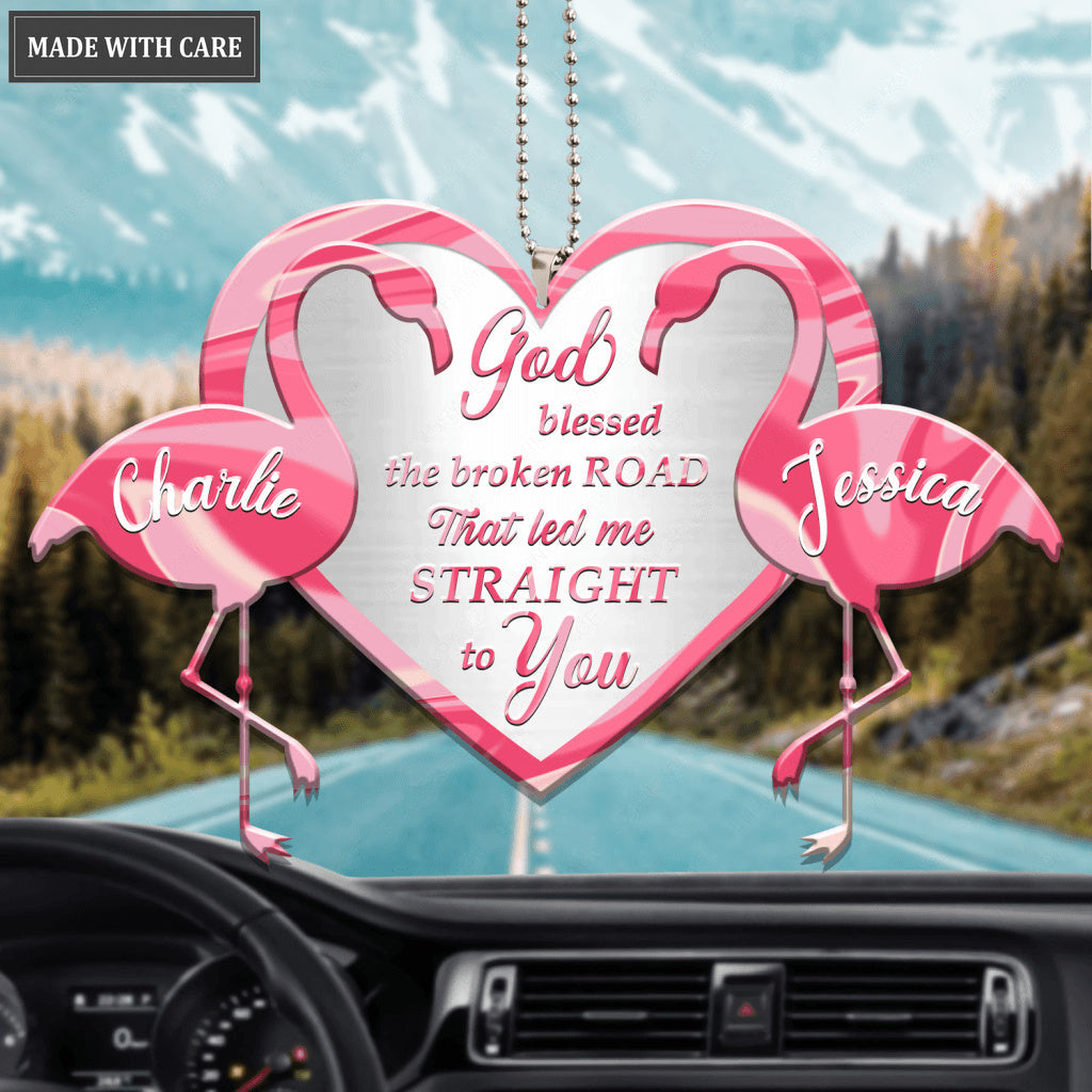 Flamingo Couple God Blessed Personalized Ornament