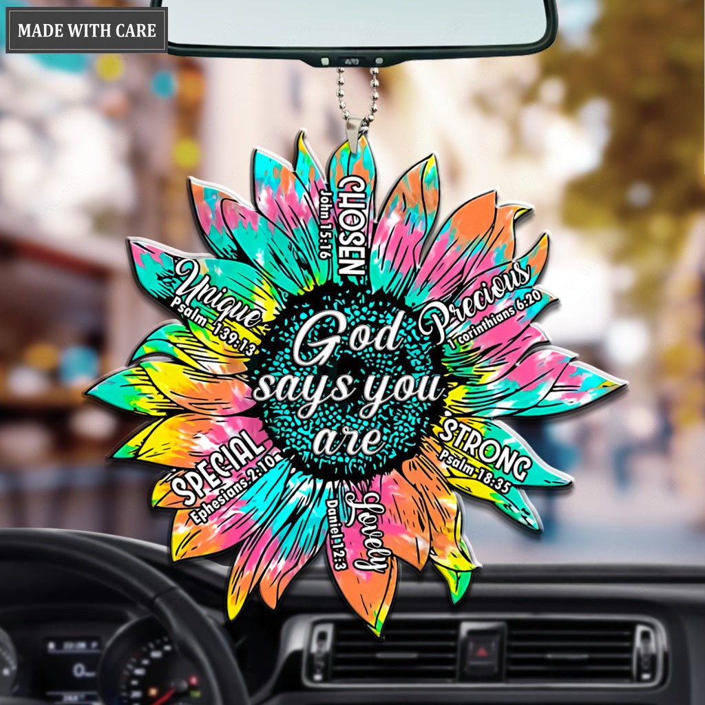 Turquoise Sunflower God Says You Are Ornament