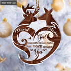 Heart Deer Couple Personalized Shaped Transparent Ornament