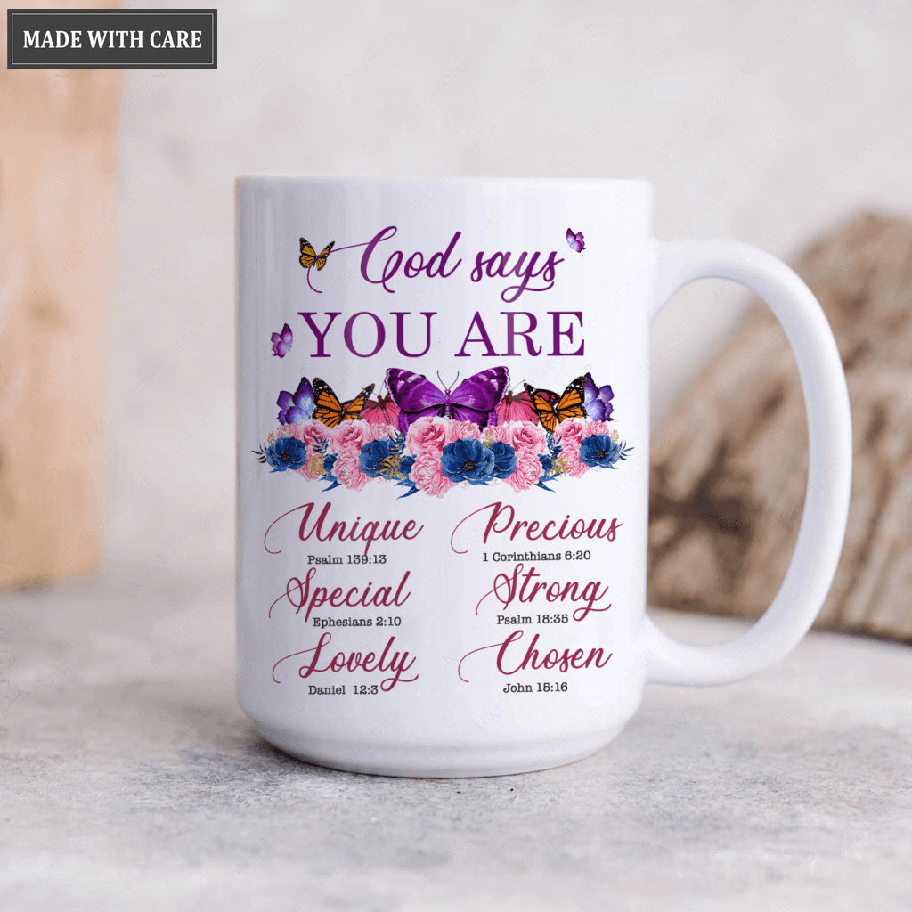 Pink Purple Flower Butterlfy God Says You Are Mug