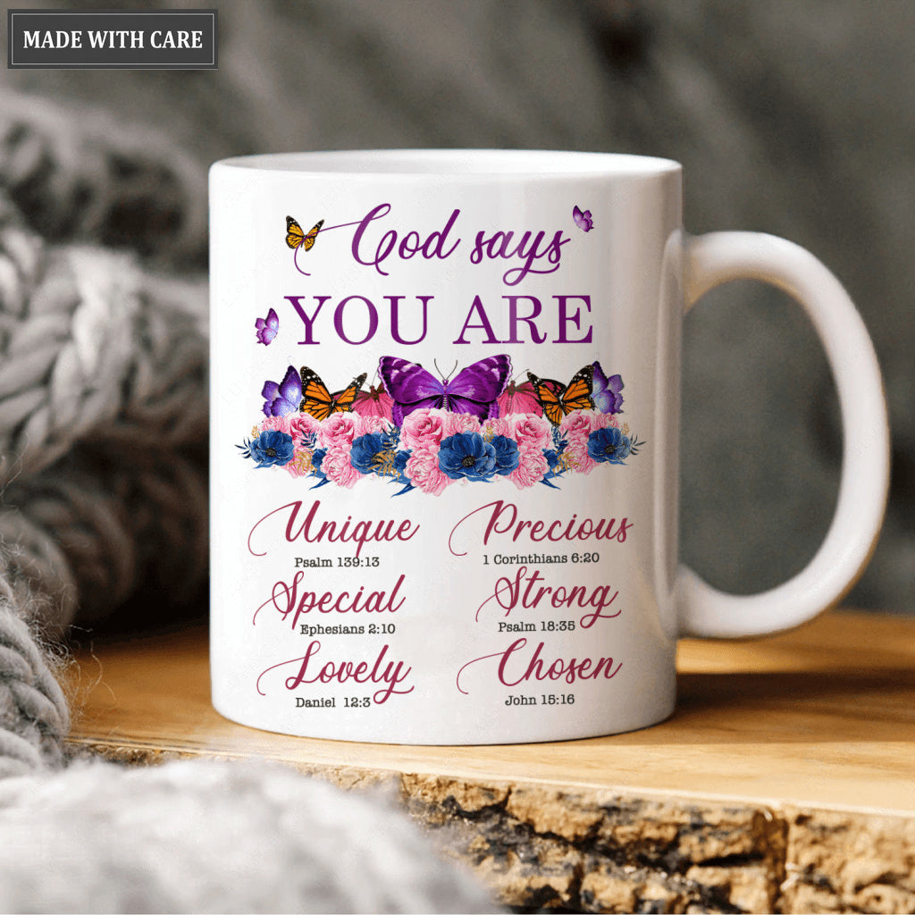 Pink Purple Flower Butterlfy God Says You Are Mug