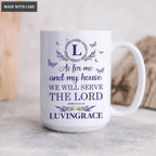 Purple Wild Flower Butterfly As For Me And My House Personalized Mug