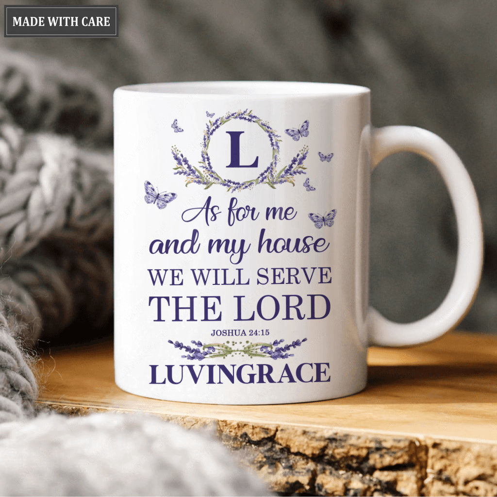Purple Wild Flower Butterfly As For Me And My House Personalized Mug