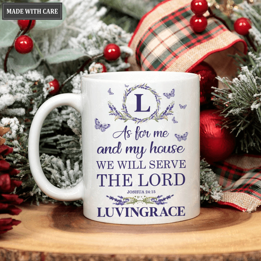Purple Wild Flower Butterfly As For Me And My House Personalized Mug