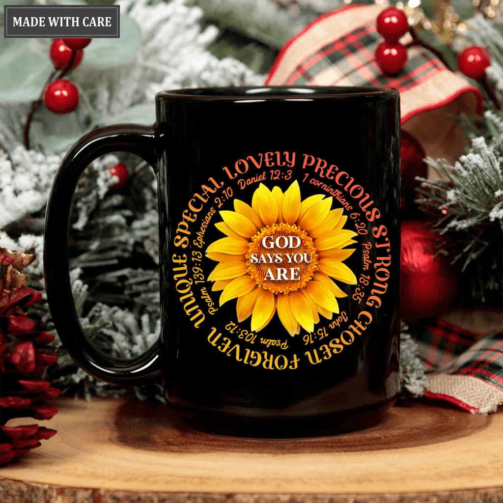 Sunflower Floral God Says You Are Mug