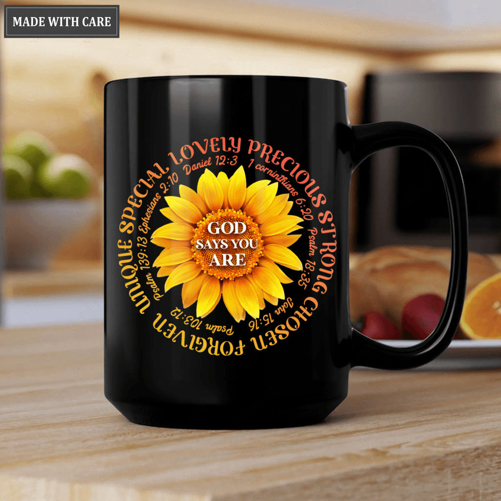 Sunflower Floral God Says You Are Mug
