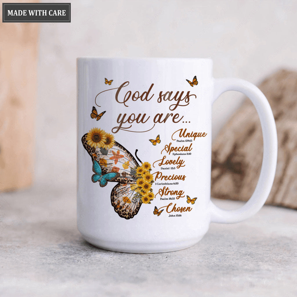 Vintage Butterlfy Sunflower God Says You Are Mug