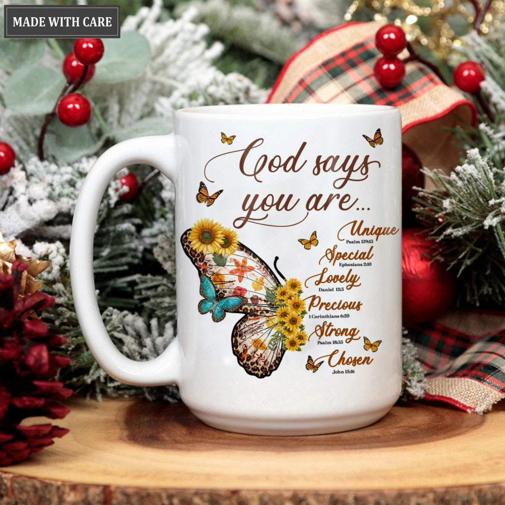 Vintage Butterlfy Sunflower God Says You Are Mug