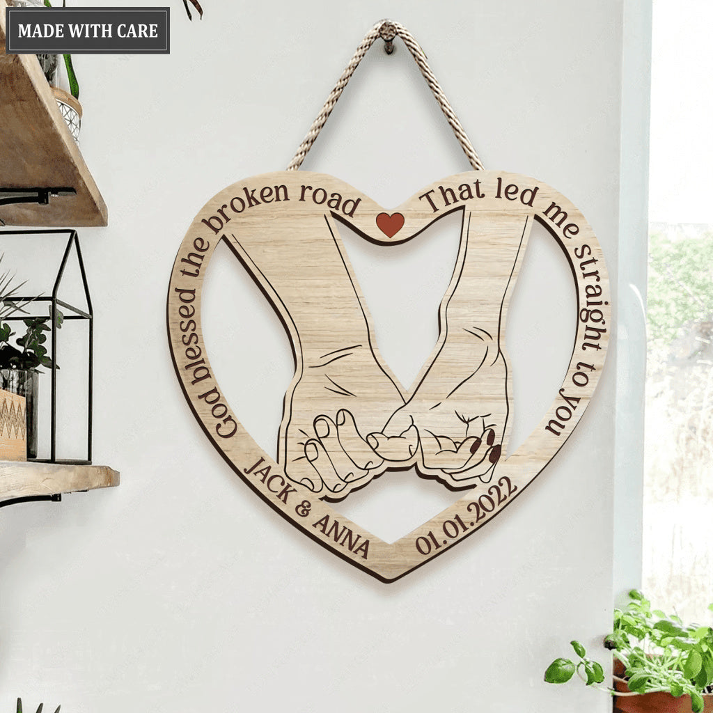 Gift For Couples God Blessed Customized Shape Wooden Sign