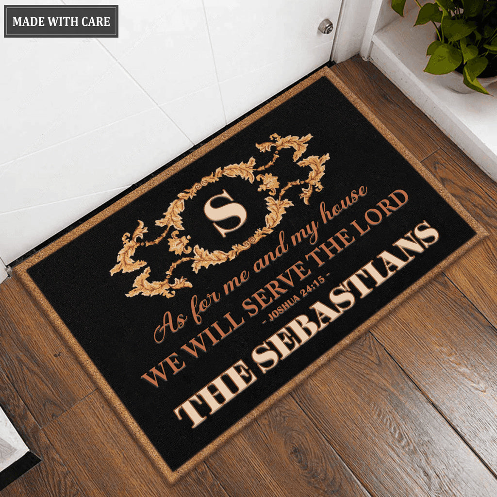 As For My Family We Will Serve The Lord Personalized Doormat