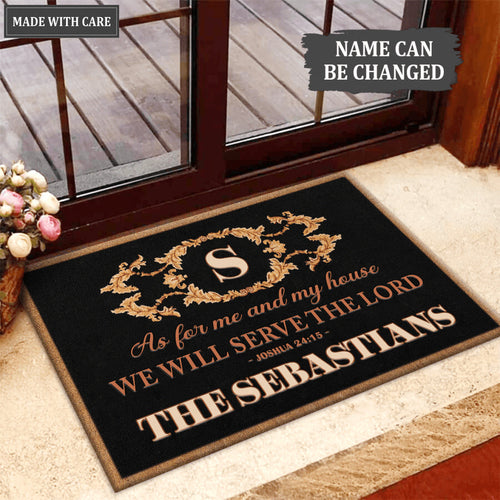 As For My Family We Will Serve The Lord Personalized Doormat