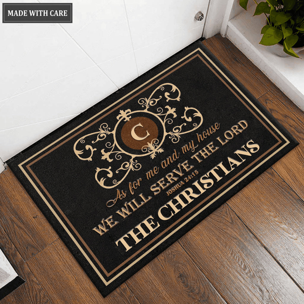 Monogrammed Black And Suede Personalized Estate Doormat