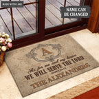 Vintage Family Serve The Lord Personalized Doormat