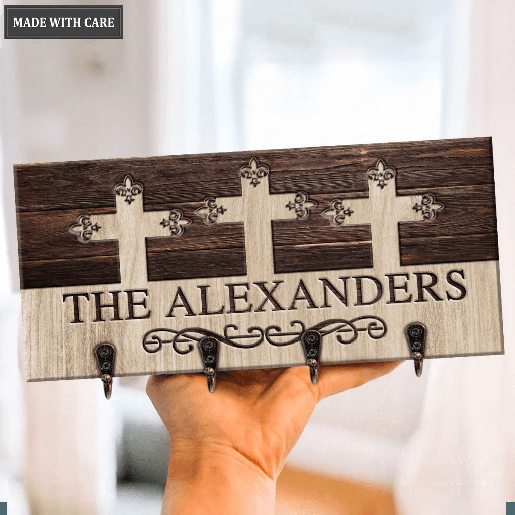 Catholic Gift Christian Cross Personalized Key Hanger
