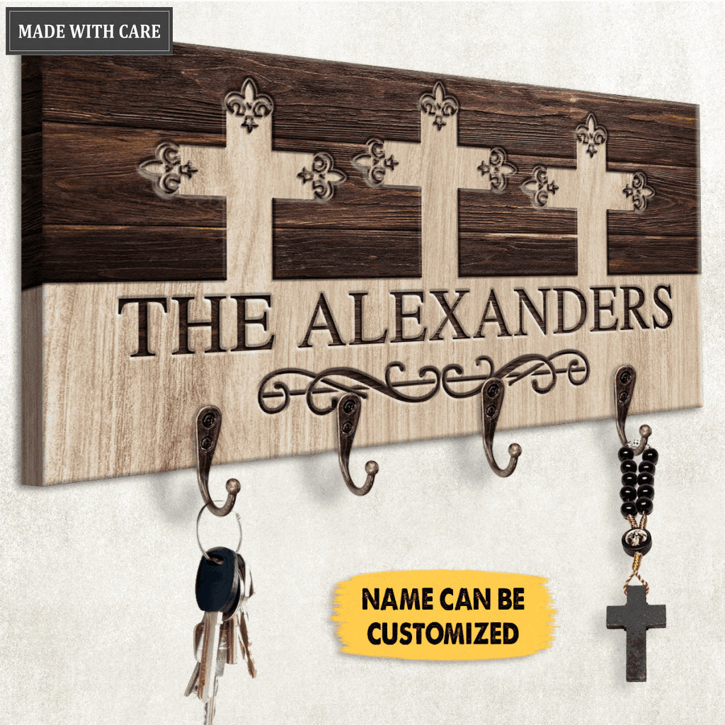 Catholic Gift Christian Cross Personalized Key Hanger