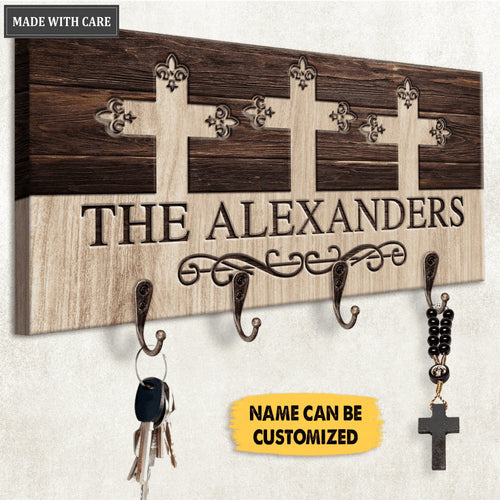 Catholic Gift Christian Cross Personalized Key Hanger