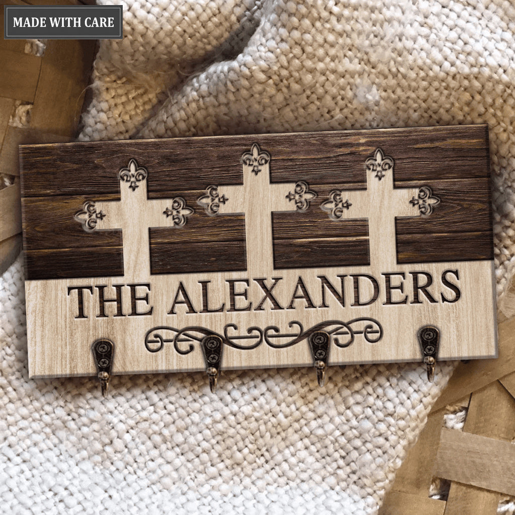 Catholic Gift Christian Cross Personalized Key Hanger