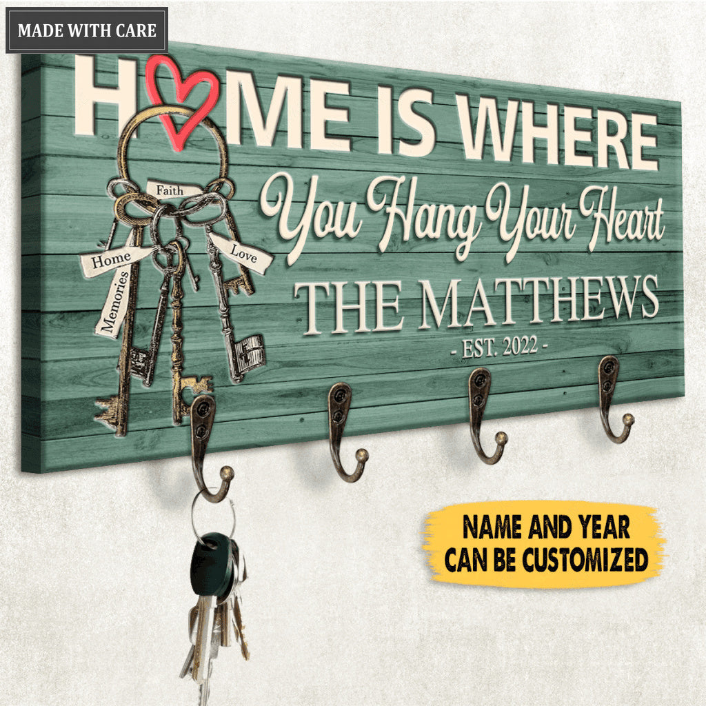 Home Is Where You Hang Your Heart Personalized Key Hanger