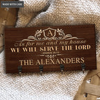 Housewarming Gift Elegant Family Home Serve The Lord Personalized Key Hanger
