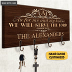Housewarming Gift Elegant Family Home Serve The Lord Personalized Key Hanger