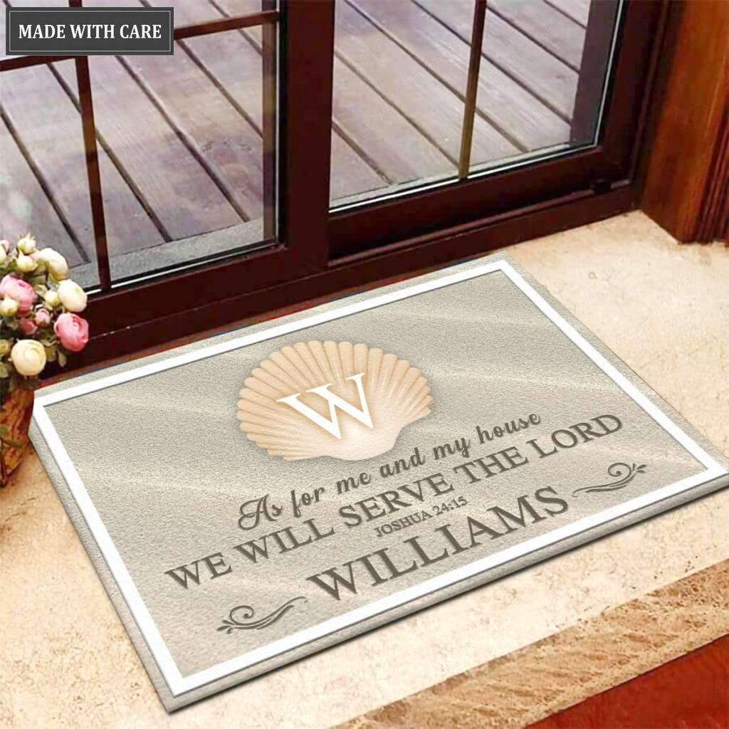 Elegant Beach & Seashell Monogram Personalized Doormat