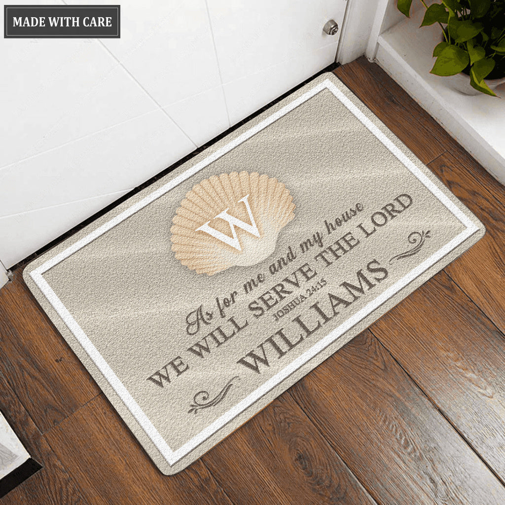 Elegant Beach & Seashell Monogram Personalized Doormat