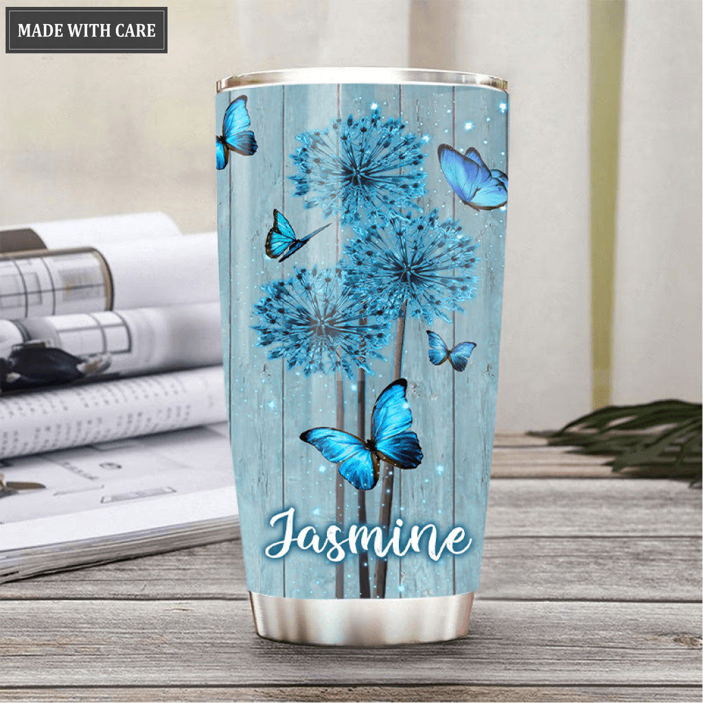 Just Breathe Blue Butterfly Tumbler