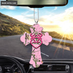 Pink Camo Cross With Heart Buck And Doe Ornament