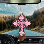 Pink Camo Cross With Large Heart Buck And Doe Ornament