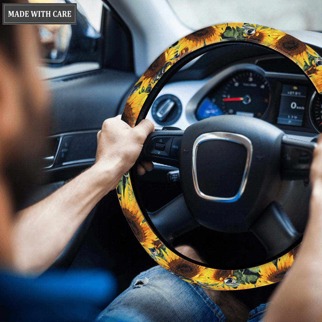 Sunny Sunflower Steering Wheel Cover Car Accessories