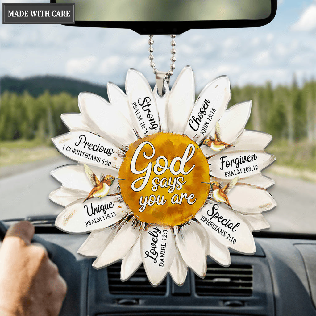 Daisy Flowers Hummingbird God Says You Are Ornament
