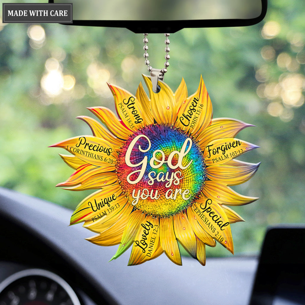 Sunflower God Says You Are Hippie Circle Car Hanging Ornament