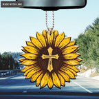 Sunflower Jesus Cross Ornament