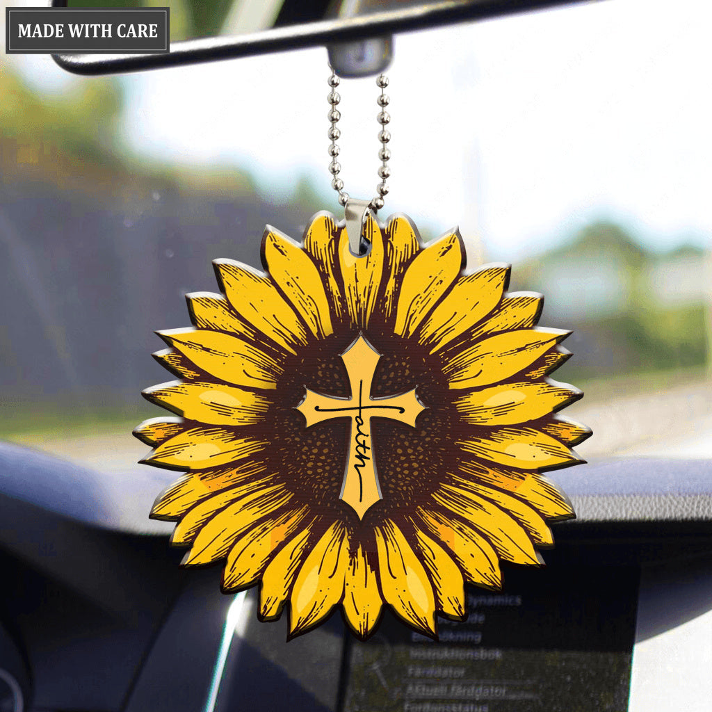 Sunflower Jesus Cross Ornament
