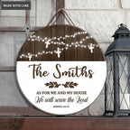 Serve The Lord Cross Light Personalized Round Wood Sign