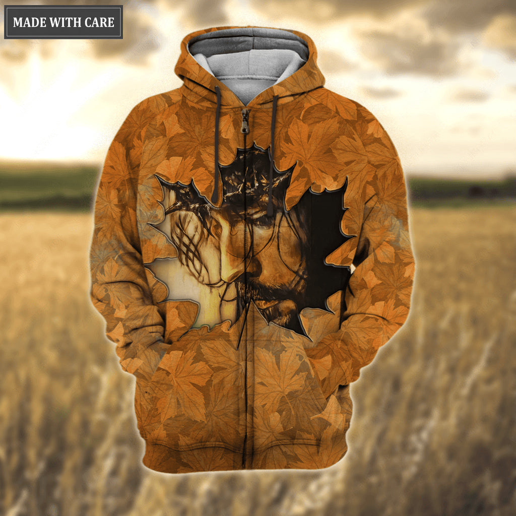 Autumn Maple Fall For Jesus He Never Leaves Hoodie